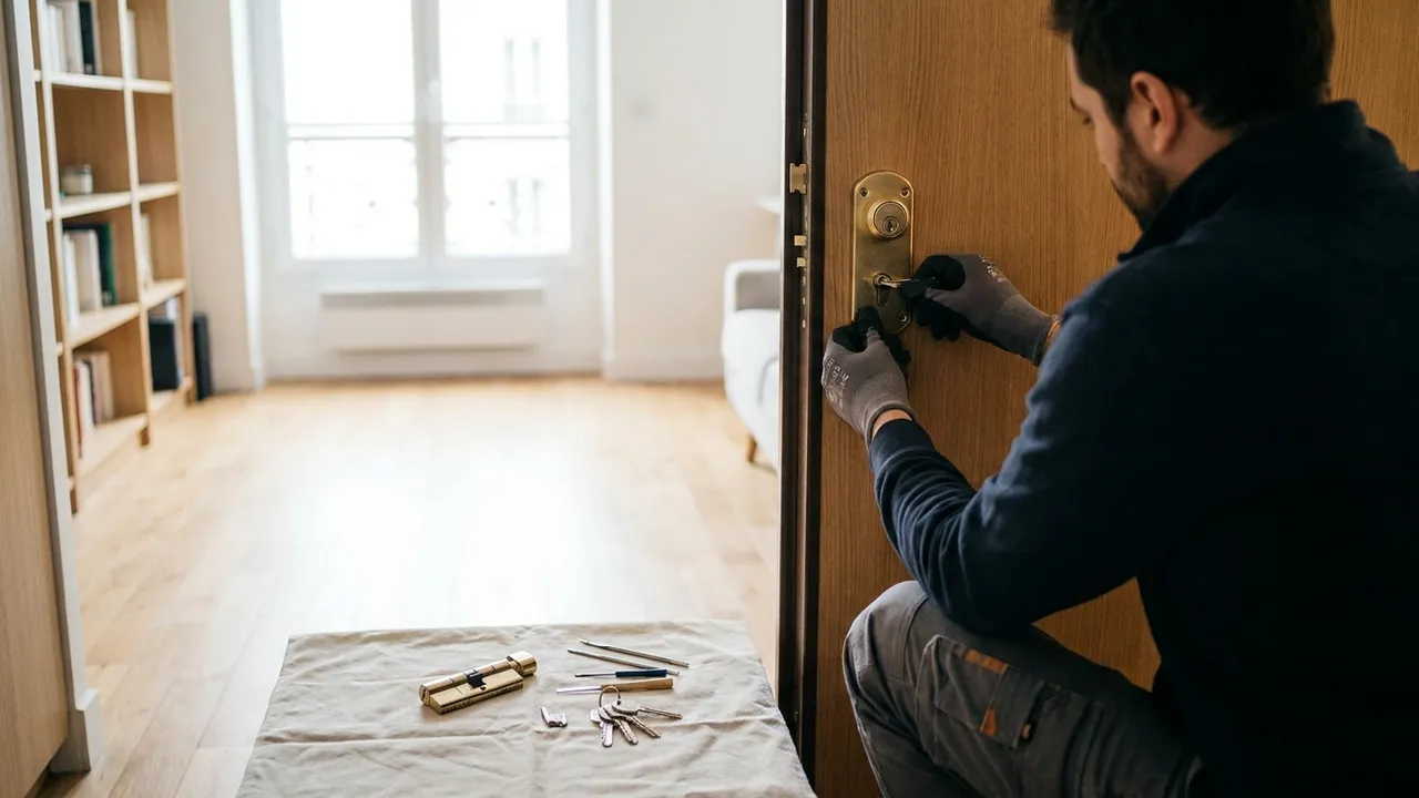 Installation d'une serrure multipoints neuve sur une porte d'appartement à Noisy-le-Grand